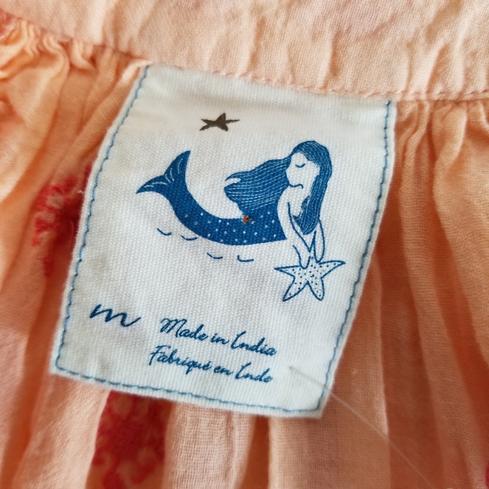 Anthro Mermaid Desert Rose Peach Embroidered Beach Tunic Cover Up NWT Size M - Picture 11 of 16